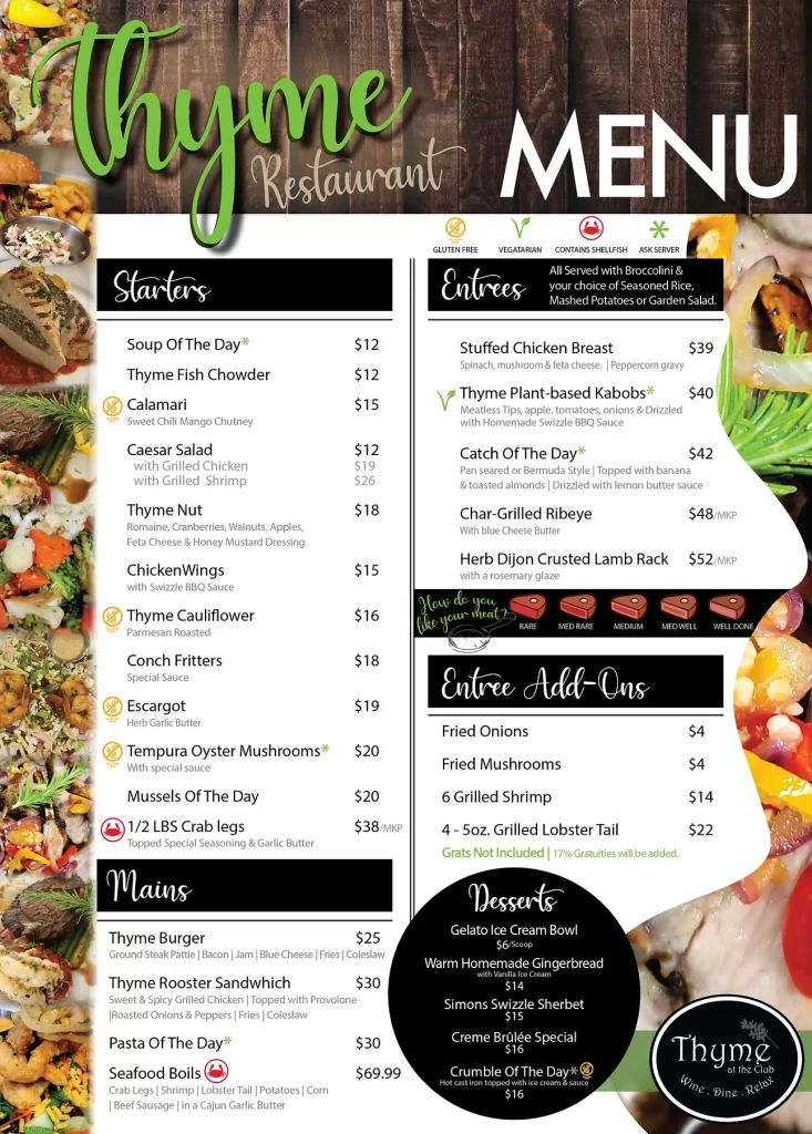 Thyme Menus bm Thyme Menus bm